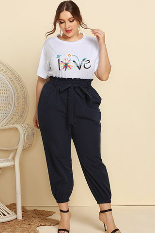 Shop Graphic Tee and Belted Paperbag Joggers Set Now On Klozey Store - Trendy U.S. Premium Women Apparel & Accessories And Be Up-To-Fashion!