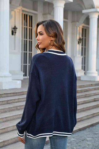 Shop Buttoned V-Neck Long Sleeve Cardigan Now On Klozey Store - Trendy U.S. Premium Women Apparel & Accessories And Be Up-To-Fashion!