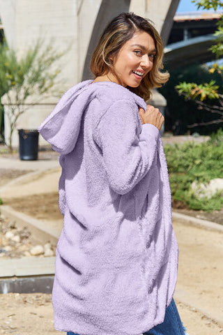 Shop Double Take Full Size Hooded Teddy Bear Jacket with Thumbholes Now On Klozey Store - Trendy U.S. Premium Women Apparel & Accessories And Be Up-To-Fashion!