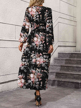Shop Floral Long Sleeve Surplice Neck Dress Now On Klozey Store - Trendy U.S. Premium Women Apparel & Accessories And Be Up-To-Fashion!
