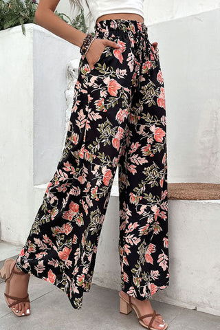 Shop Floral Pull-On Wide Leg Pants Now On Klozey Store - Trendy U.S. Premium Women Apparel & Accessories And Be Up-To-Fashion!