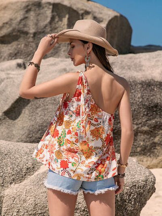 Shop Tied Printed One Shoulder Tank Now On Klozey Store - Trendy U.S. Premium Women Apparel & Accessories And Be Up-To-Fashion!