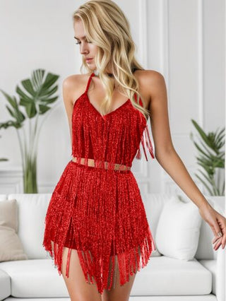 Shop Fringe Halter Neck Top and Shorts Set Now On Klozey Store - Trendy U.S. Premium Women Apparel & Accessories And Be Up-To-Fashion!