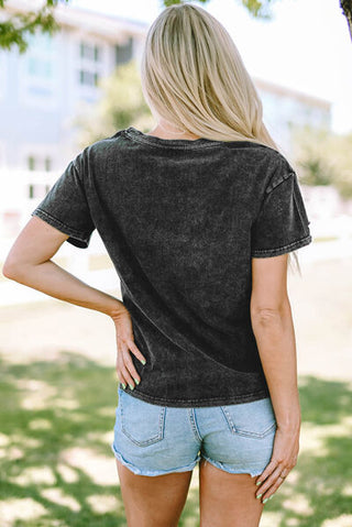 Shop USA Cutout Round Neck Short Sleeve T-Shirt Now On Klozey Store - Trendy U.S. Premium Women Apparel & Accessories And Be Up-To-Fashion!