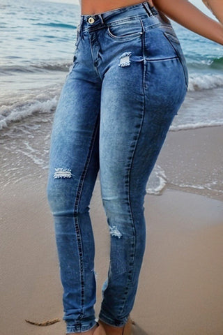Shop Distressed Long Jeans Now On Klozey Store - Trendy U.S. Premium Women Apparel & Accessories And Be Up-To-Fashion!