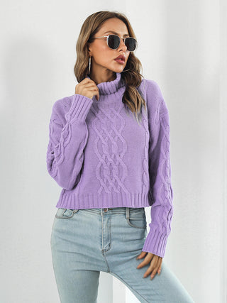Shop Turtleneck Dropped Shoulder Sweater Now On Klozey Store - Trendy U.S. Premium Women Apparel & Accessories And Be Up-To-Fashion!