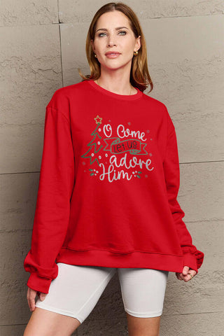 Shop Simply Love Full Size Letter Graphic Long Sleeve Sweatshirt Now On Klozey Store - Trendy U.S. Premium Women Apparel & Accessories And Be Up-To-Fashion!