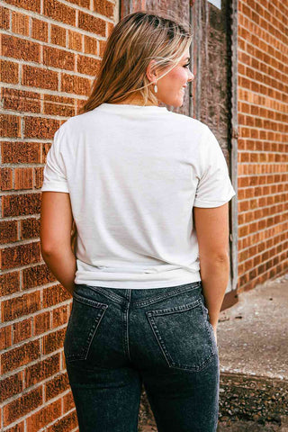 Shop Graphic Round Neck Short Sleeve T-Shirt Now On Klozey Store - Trendy U.S. Premium Women Apparel & Accessories And Be Up-To-Fashion!