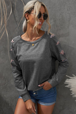 Shop Leopard Patchwork Raglan Sleeve Sweatshirt Now On Klozey Store - Trendy U.S. Premium Women Apparel & Accessories And Be Up-To-Fashion!