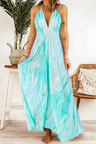 Shop Tie-Dye Halter Neck Maxi Dress Now On Klozey Store - Trendy U.S. Premium Women Apparel & Accessories And Be Up-To-Fashion!