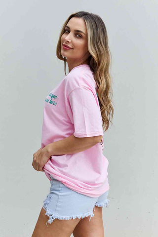 Shop Sweet Claire "Wish You Were Here" Oversized Graphic T-Shirt Now On Klozey Store - Trendy U.S. Premium Women Apparel & Accessories And Be Up-To-Fashion!