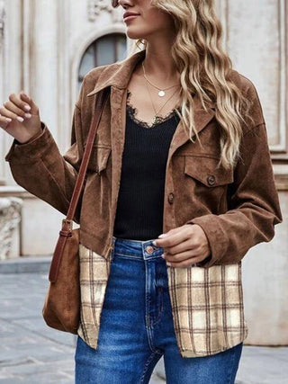 Shop Printed Dropped Shoulder Collared Neck Denim Jacket Now On Klozey Store - Trendy U.S. Premium Women Apparel & Accessories And Be Up-To-Fashion!