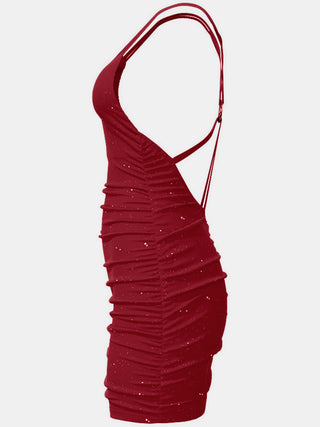 Shop Glitter Double Spaghetti Straps Mini Dress Now On Klozey Store - Trendy U.S. Premium Women Apparel & Accessories And Be Up-To-Fashion!