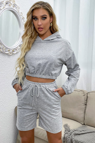 Shop Crop Hoodie and Shorts Set Now On Klozey Store - Trendy U.S. Premium Women Apparel & Accessories And Be Up-To-Fashion!
