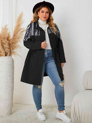 Shop Plus Size Drawstring Waist Trench Coat Now On Klozey Store - Trendy U.S. Premium Women Apparel & Accessories And Be Up-To-Fashion!