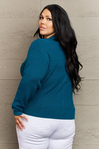 Shop Zenana Kiss Me Tonight Full Size Button Down Cardigan in Teal Now On Klozey Store - Trendy U.S. Premium Women Apparel & Accessories And Be Up-To-Fashion!