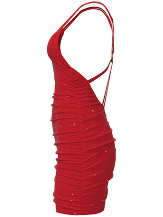 Shop Glitter Double Spaghetti Straps Mini Dress Now On Klozey Store - Trendy U.S. Premium Women Apparel & Accessories And Be Up-To-Fashion!