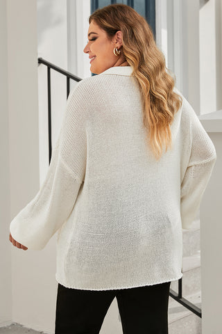 Shop Plus Size Quarter-Button Collared Sweater Now On Klozey Store - Trendy U.S. Premium Women Apparel & Accessories And Be Up-To-Fashion!