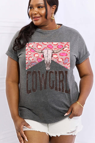 Shop Simply Love Full Size COWGIRL Graphic Cotton Tee Now On Klozey Store - Trendy U.S. Premium Women Apparel & Accessories And Be Up-To-Fashion!