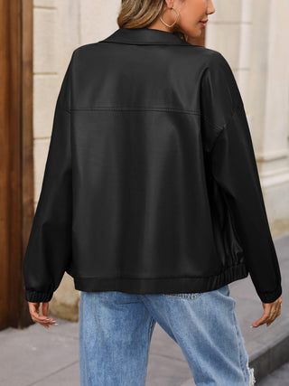 Shop Zip Up Dropped Shoulder Jacket Now On Klozey Store - Trendy U.S. Premium Women Apparel & Accessories And Be Up-To-Fashion!