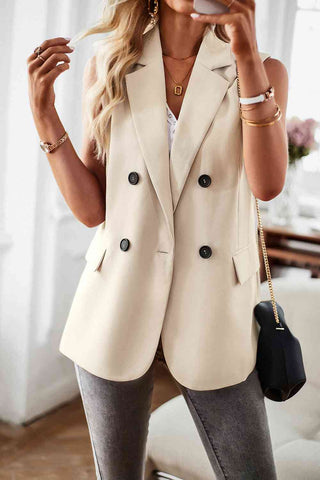 Shop Double-Breasted Sleeveless Blazer Now On Klozey Store - Trendy U.S. Premium Women Apparel & Accessories And Be Up-To-Fashion!