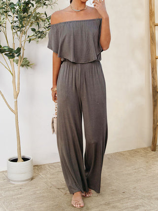 Shop Ruffled Off-Shoulder Jumpsuit Now On Klozey Store - Trendy U.S. Premium Women Apparel & Accessories And Be Up-To-Fashion!