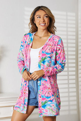 Shop Double Take Floral Open Front Long Sleeve Cardigan Now On Klozey Store - Trendy U.S. Premium Women Apparel & Accessories And Be Up-To-Fashion!
