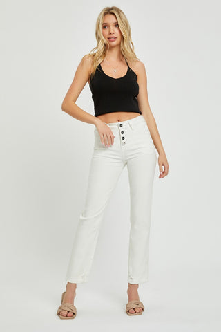Shop RISEN Full Size Mid-Rise Tummy Control Straight Jeans Now On Klozey Store - Trendy U.S. Premium Women Apparel & Accessories And Be Up-To-Fashion!