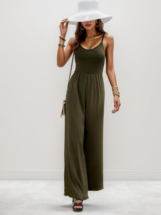 Shop Scoop Neck Spaghetti Strap Wide Leg Jumpsuit Now On Klozey Store - Trendy U.S. Premium Women Apparel & Accessories And Be Up-To-Fashion!