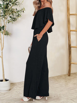 Shop Ruffled Off-Shoulder Jumpsuit Now On Klozey Store - Trendy U.S. Premium Women Apparel & Accessories And Be Up-To-Fashion!
