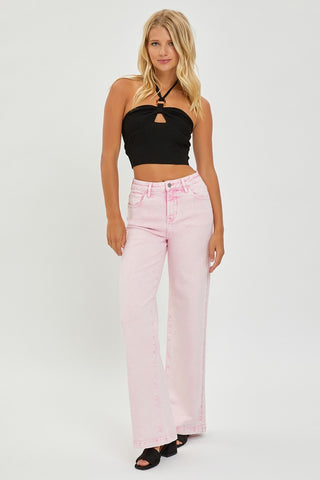 Shop RISEN Full Size High Rise Tummy Control Wide Leg Jeans Now On Klozey Store - Trendy U.S. Premium Women Apparel & Accessories And Be Up-To-Fashion!