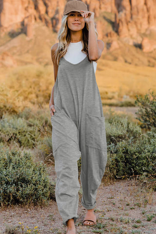 Shop Double Take Full Size V-Neck Sleeveless Jumpsuit with Pockets Now On Klozey Store - Trendy U.S. Premium Women Apparel & Accessories And Be Up-To-Fashion!