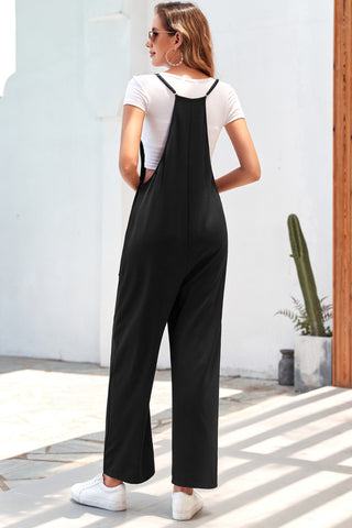 Shop Pocketed Spaghetti Strap Wide Leg Jumpsuit Now On Klozey Store - Trendy U.S. Premium Women Apparel & Accessories And Be Up-To-Fashion!