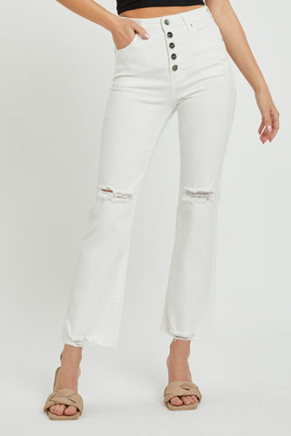Shop RISEN Full Size High Rise Button Fly Straight Ankle Jeans Now On Klozey Store - Trendy U.S. Premium Women Apparel & Accessories And Be Up-To-Fashion!