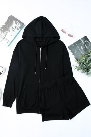 Shop Drawstring Zip Up Sweatshirt and Shorts Set Now On Klozey Store - Trendy U.S. Premium Women Apparel & Accessories And Be Up-To-Fashion!