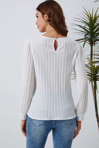 Shop Double Take Ribbed Round Neck Long Sleeve Top Now On Klozey Store - Trendy U.S. Premium Women Apparel & Accessories And Be Up-To-Fashion!