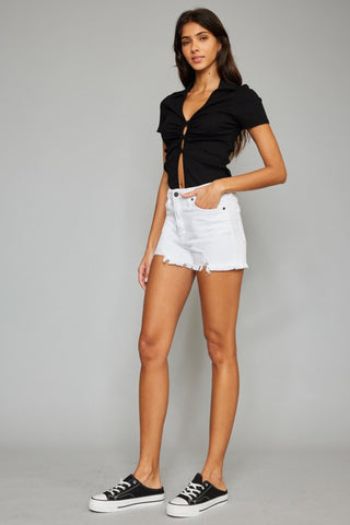 Shop Kancan Full Size High Rise Frayed Hem Denim Shorts Now On Klozey Store - Trendy U.S. Premium Women Apparel & Accessories And Be Up-To-Fashion!
