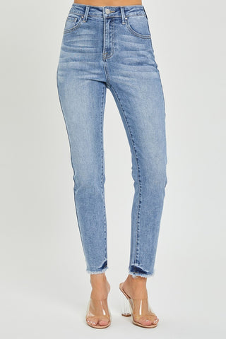 Shop RISEN Full Size High Rise Frayed Hem Skinny Jeans Now On Klozey Store - Trendy U.S. Premium Women Apparel & Accessories And Be Up-To-Fashion!