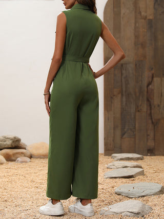 Shop Tie Waist Sleeveless Wide Leg Jumpsuit Now On Klozey Store - Trendy U.S. Premium Women Apparel & Accessories And Be Up-To-Fashion!