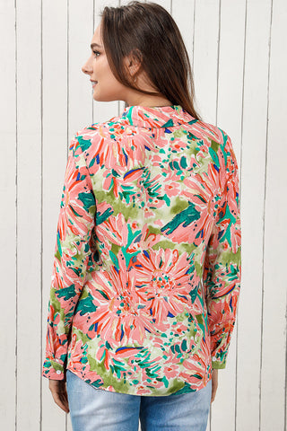 Shop Double Take Floral Long Sleeve Collared Shirt Now On Klozey Store - Trendy U.S. Premium Women Apparel & Accessories And Be Up-To-Fashion!