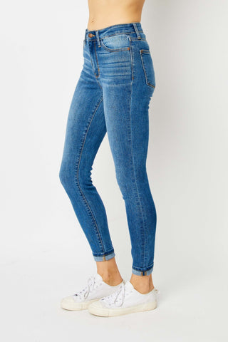 Shop Judy Blue Full Size Cuffed Hem Skinny Jeans Now On Klozey Store - Trendy U.S. Premium Women Apparel & Accessories And Be Up-To-Fashion!