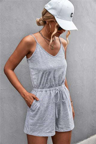 Shop Spaghetti Strap V-Neck Pocket Romper Now On Klozey Store - Trendy U.S. Premium Women Apparel & Accessories And Be Up-To-Fashion!