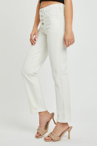 Shop RISEN Full Size Mid-Rise Tummy Control Straight Jeans Now On Klozey Store - Trendy U.S. Premium Women Apparel & Accessories And Be Up-To-Fashion!