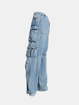 Shop Washed Wide Leg Cargo Jeans Now On Klozey Store - Trendy U.S. Premium Women Apparel & Accessories And Be Up-To-Fashion!