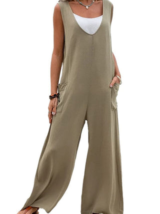 Shop Full Size Wide Strap Jumpsuit with Pockets Now On Klozey Store - Trendy U.S. Premium Women Apparel & Accessories And Be Up-To-Fashion!