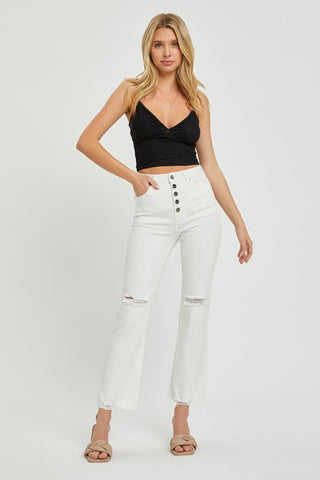 Shop RISEN Full Size High Rise Button Fly Straight Ankle Jeans Now On Klozey Store - Trendy U.S. Premium Women Apparel & Accessories And Be Up-To-Fashion!