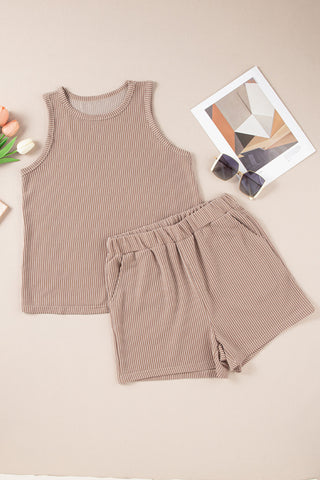 Shop Textured Round Neck Tank and Shorts Set Now On Klozey Store - Trendy U.S. Premium Women Apparel & Accessories And Be Up-To-Fashion!