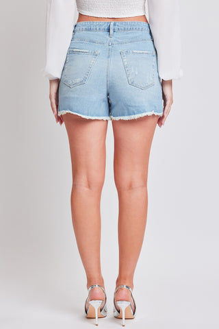 Shop YMI Jeanswea Distressed Frayed Hem Denim Shorts Now On Klozey Store - Trendy U.S. Premium Women Apparel & Accessories And Be Up-To-Fashion!