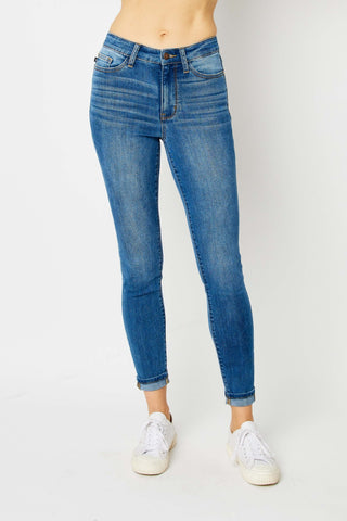 Shop Judy Blue Full Size Cuffed Hem Skinny Jeans Now On Klozey Store - Trendy U.S. Premium Women Apparel & Accessories And Be Up-To-Fashion!