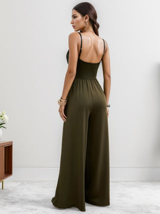 Shop Scoop Neck Spaghetti Strap Wide Leg Jumpsuit Now On Klozey Store - Trendy U.S. Premium Women Apparel & Accessories And Be Up-To-Fashion!